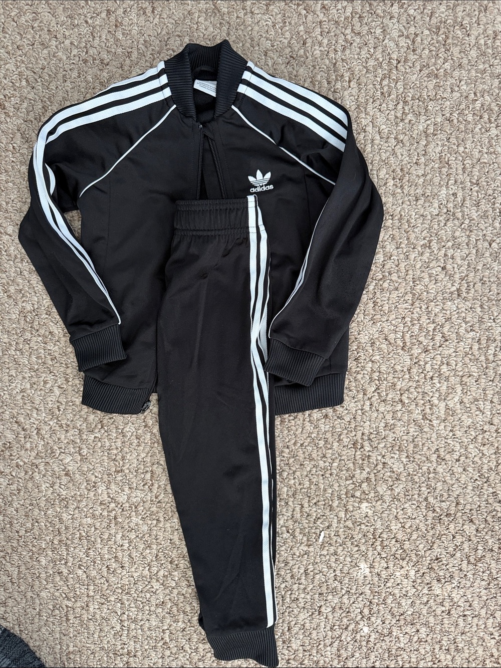 adidas Black Kids Track Pants with White Three-Stripes